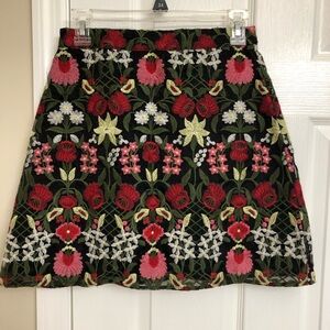 Lucy Paris Black Skirt with Red and Green Embroidery